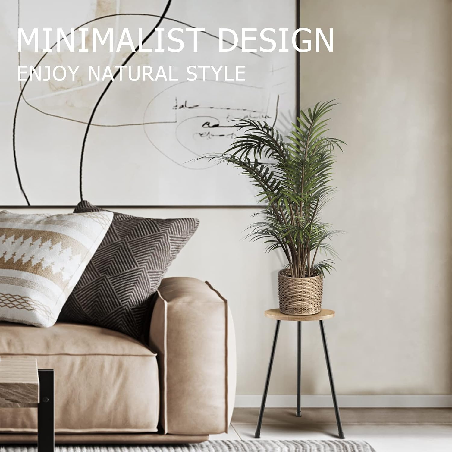 KINNARY Tall Plant Stand, Mid Century Wood Indoor Plant Stand Plant Table for Flower Pots, Metal Plant Holder, Modern
