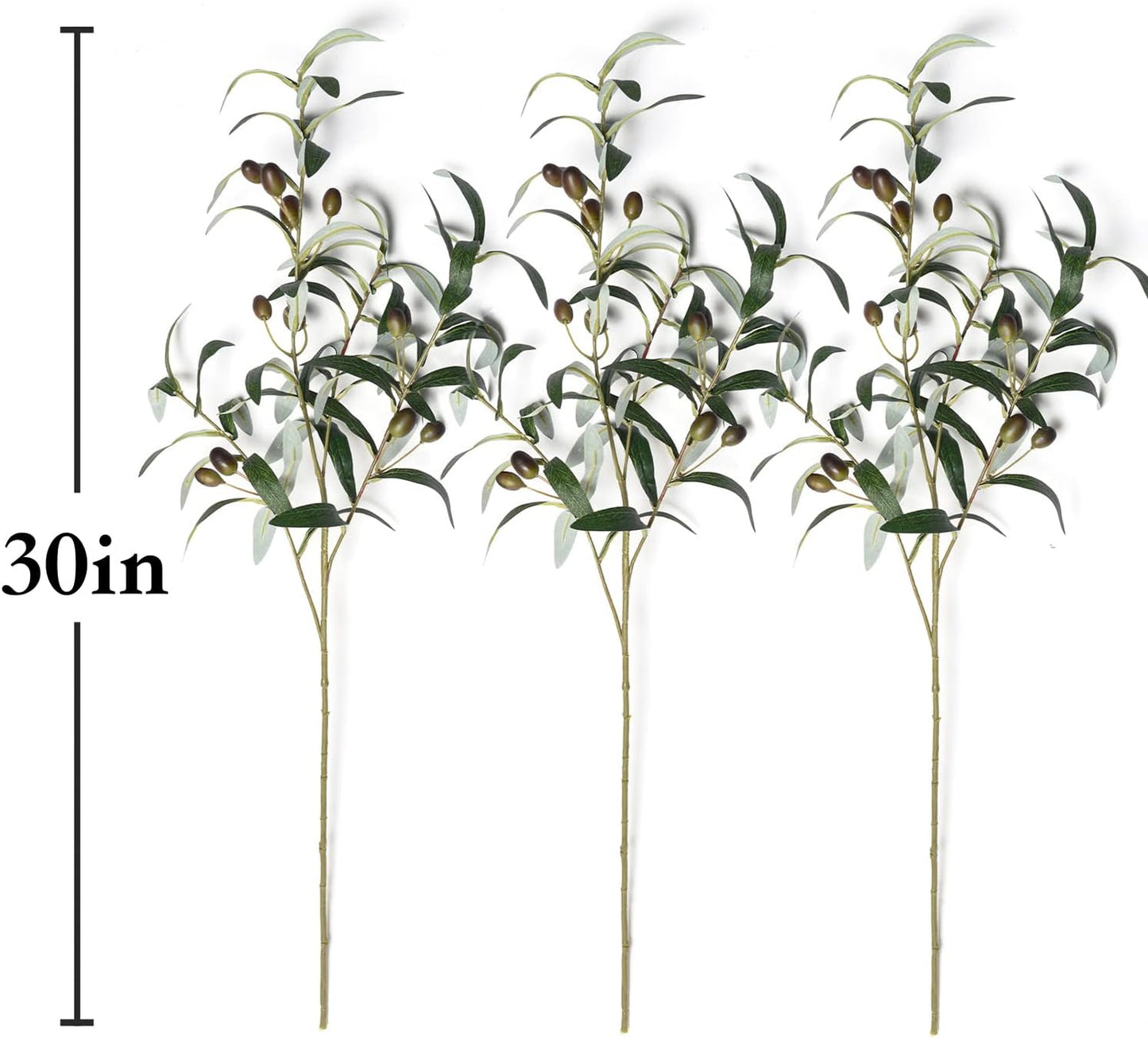 30'' Olive Branches Artificial Plants Olive Stems Greenery Branch for Vases / Green / Set of 3