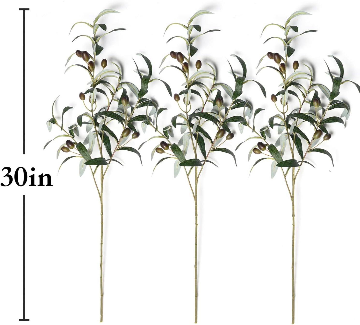 30'' Olive Branches Artificial Plants Olive Stems Greenery Branch for Vases / Green / Set of 3