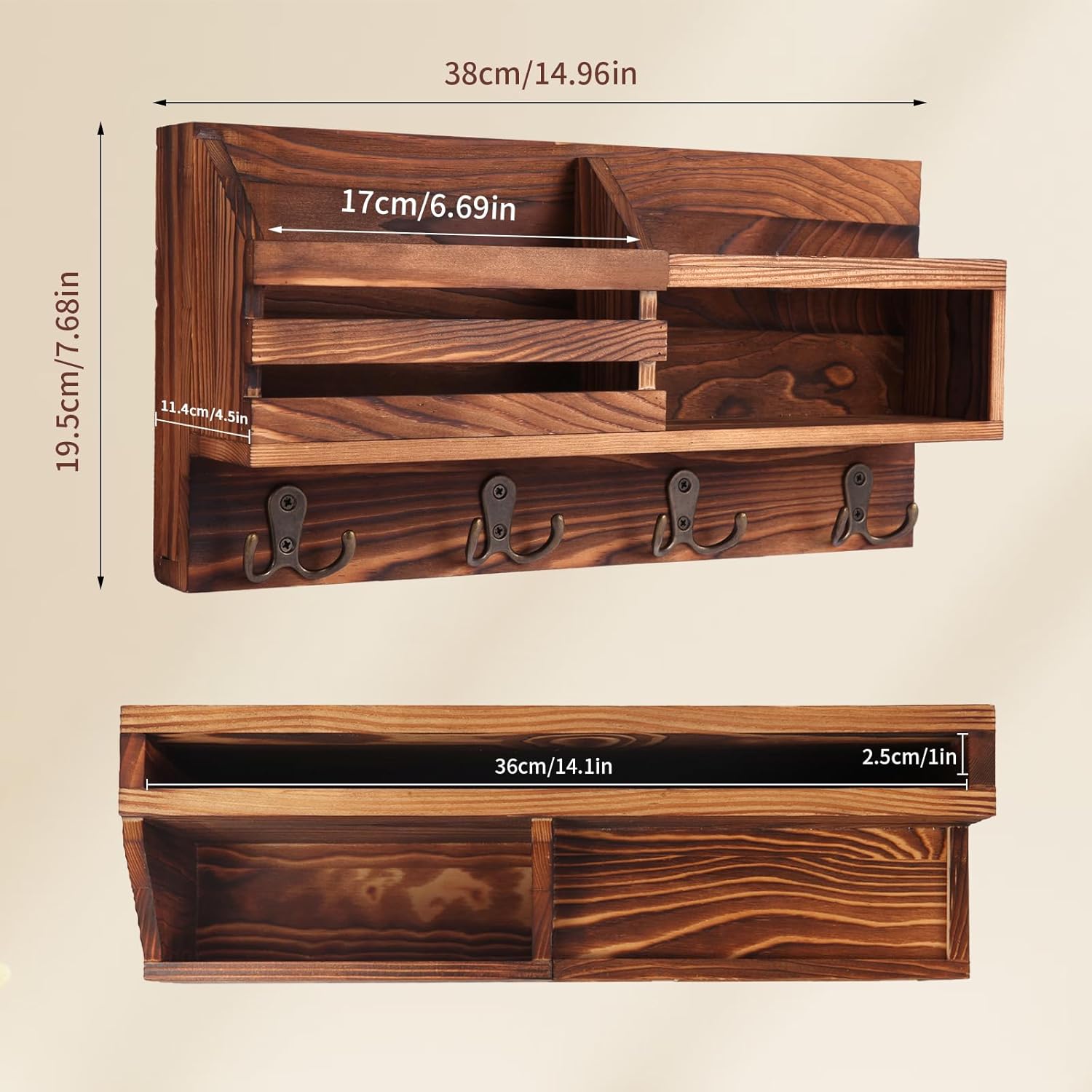 Farmhouse Entryway Organizer for Keys / Brown
