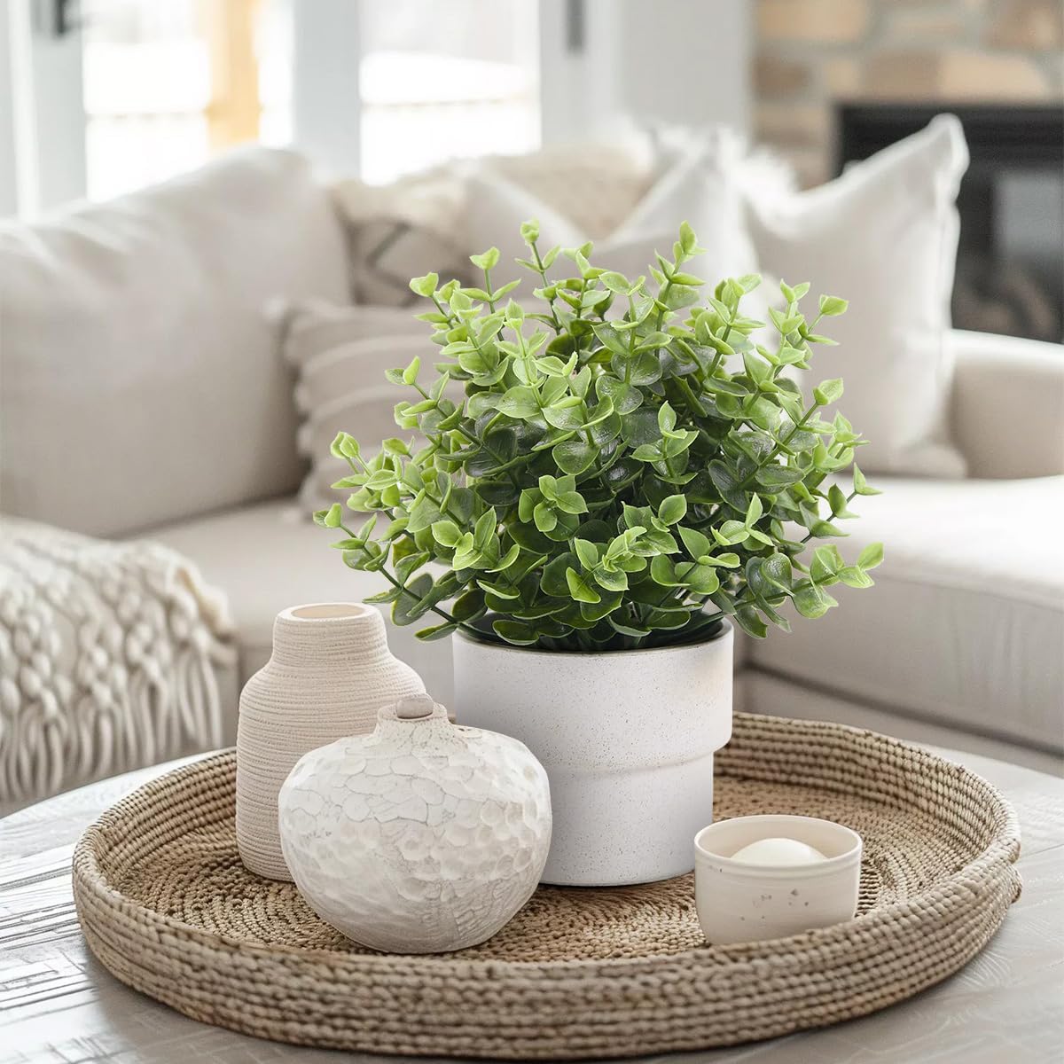 Small Fake Plants 7.45" Potted Artificial Plant / Eucalyptus