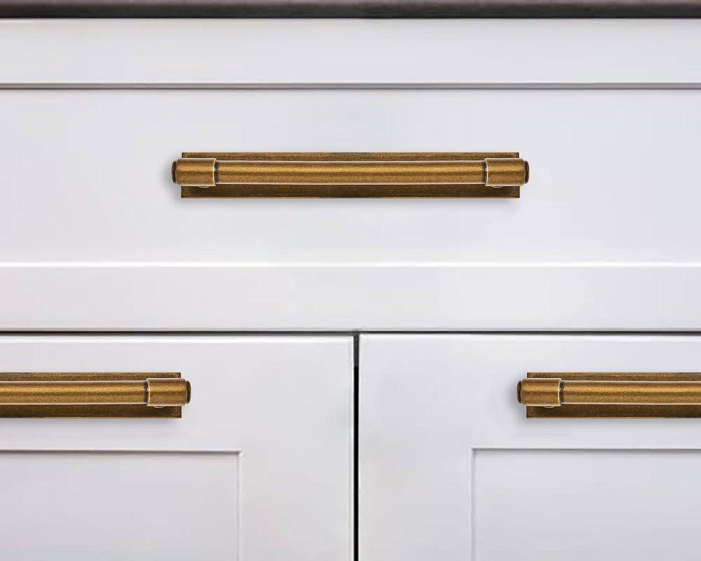 5 Pack 8 Inch(203 mm) Center to Center Antique Brass Cabinet Pull Backplate with Base Plate Zinc Solid Vintage Kitchen