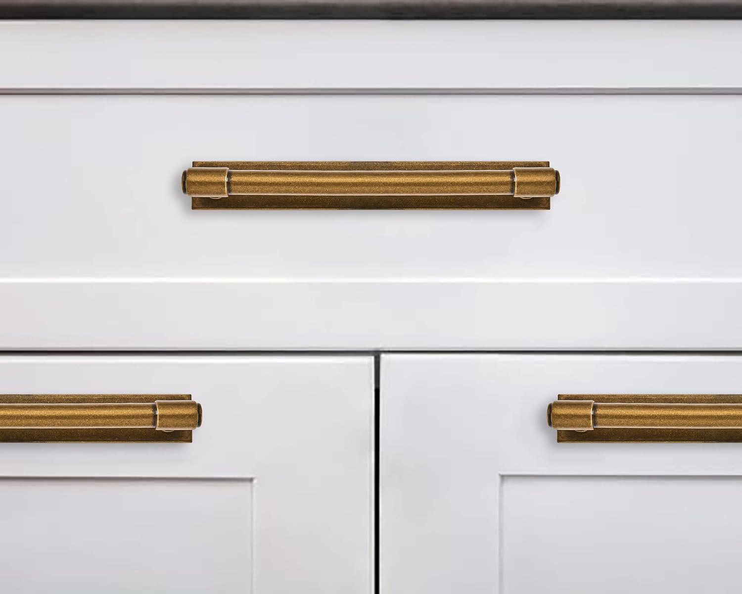 5 Pack 8 Inch(203 mm) Center to Center Antique Brass Cabinet Pull Backplate with Base Plate Zinc Solid Vintage Kitchen
