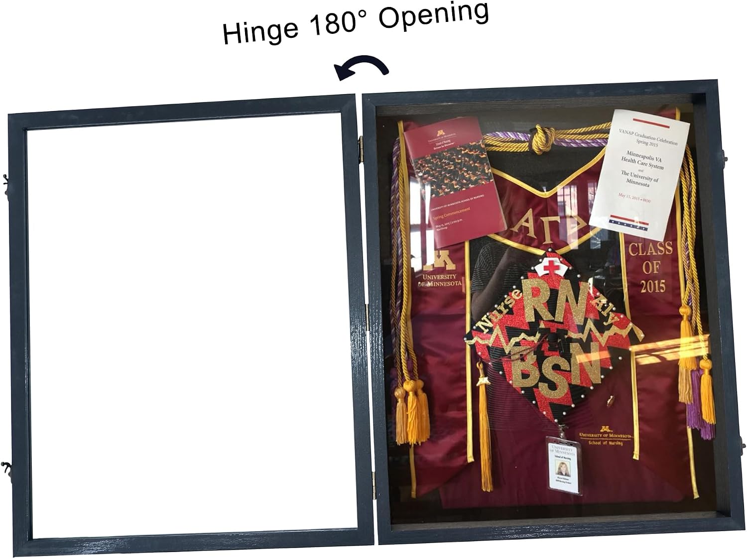 16x20 Graduation Shadow Box Frame with Real Glass,Black | Large Graduation Frames Display Case with Metal Lock, Memory