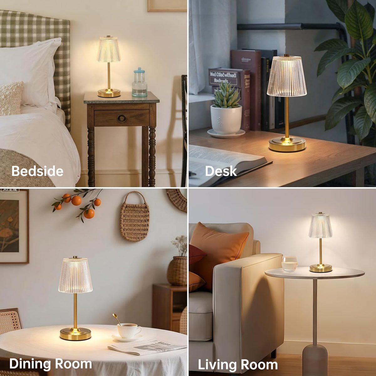 Shenmoyl Set of 2 Cordless Touch Table Lamp with 5200mAh Battery - 3 Adjustable Color Temperatures & Dimmable