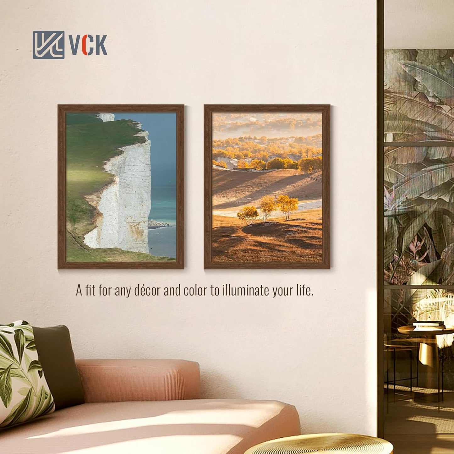 VCK 18x24 Frame Brown 4 Pack, Wide Thick Wood Border, for Prints | Exclusive Woodgrain, Wall Hanging, HD Plexiglass