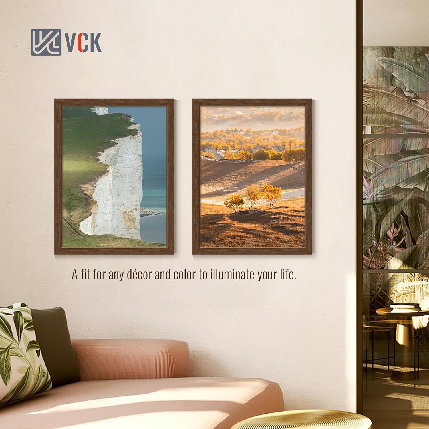 VCK 18x24 Frame Brown 4 Pack, Wide Thick Wood Border, for Prints | Exclusive Woodgrain, Wall Hanging, HD Plexiglass