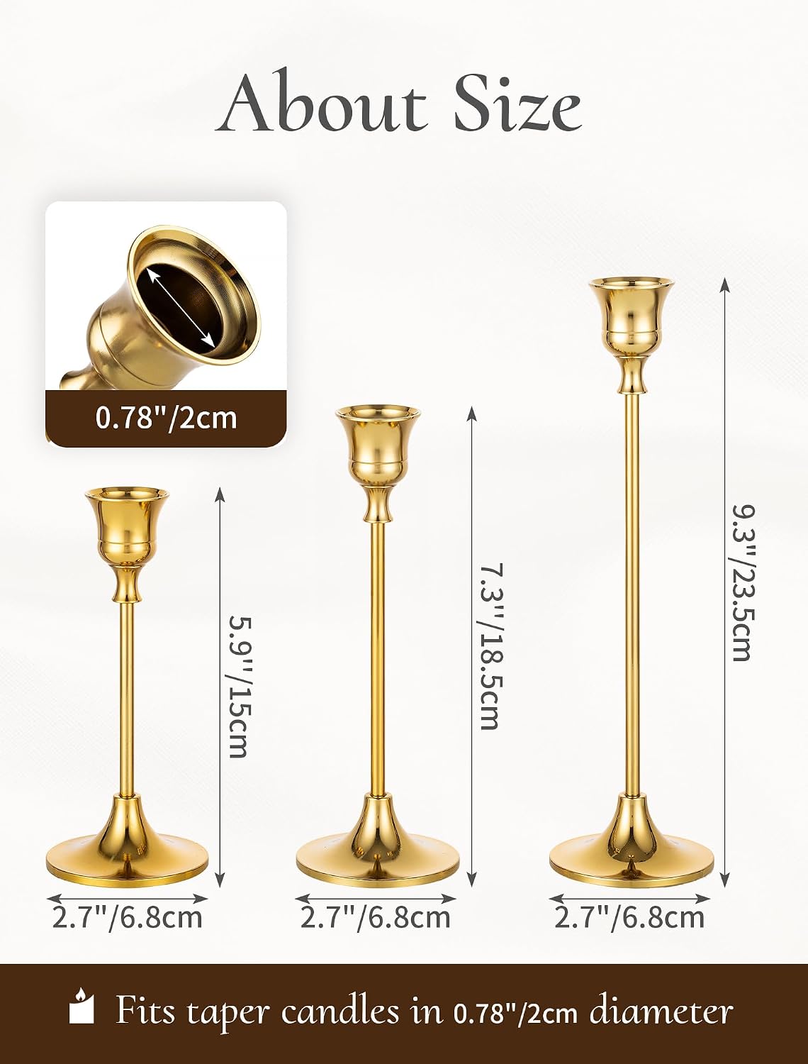 Set of 30 Gold Candle Holders for Candlesticks, Inweder Taper Candle Holders, Tall Metal Candlestick Holders for Table