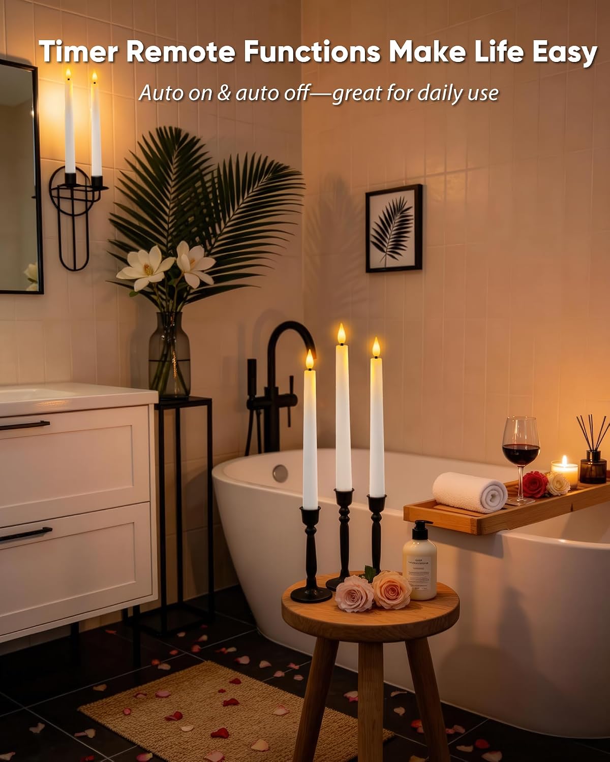 Homemory 6 Pcs Waxy Flameless Taper Candles with Remote, Led Candlesticks Classic Tall Candle, Flickering Battery