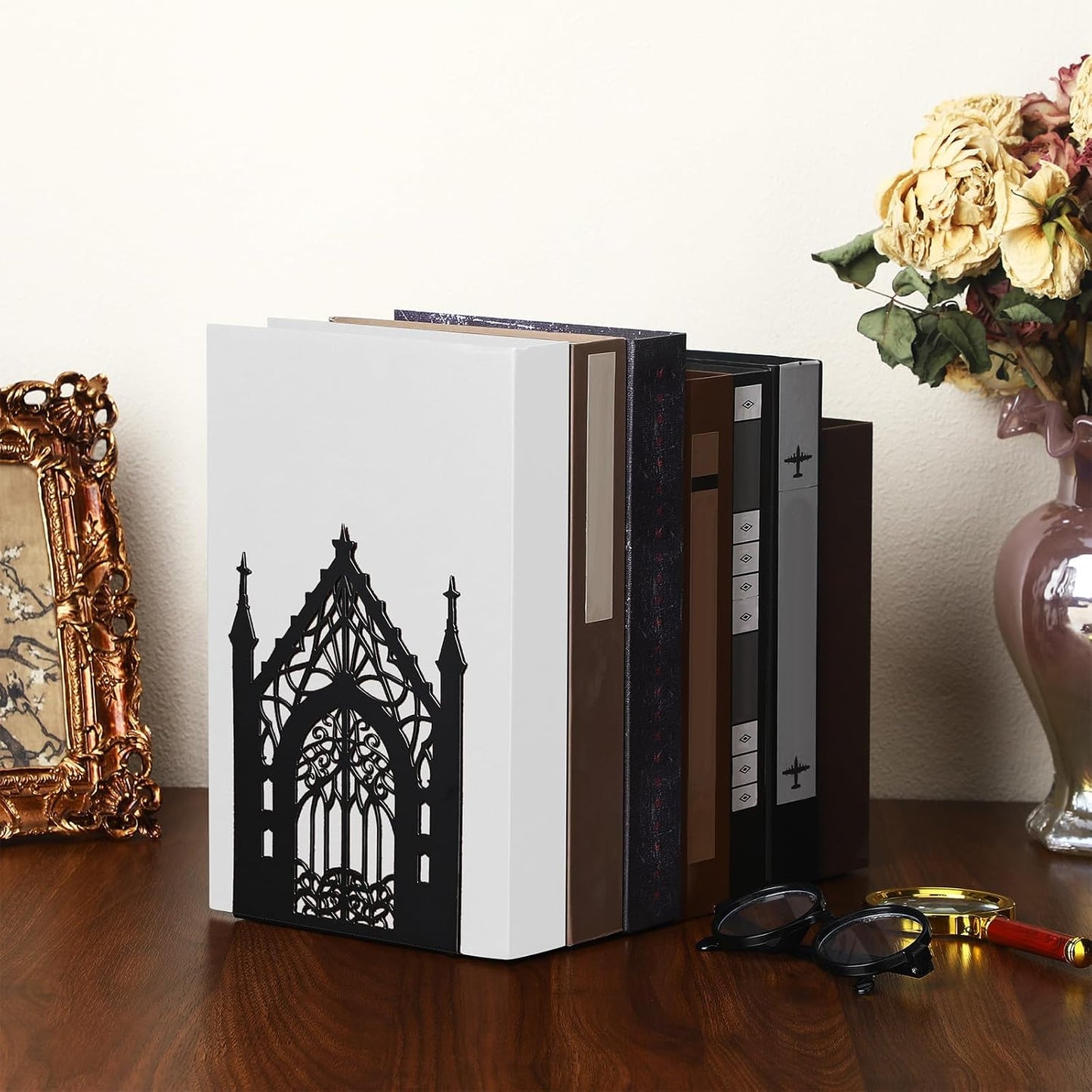 Gothic Metal Bookends Decor Metal Bookend Heavy Duty Gothic Themed Book Lovers Gifts / Black