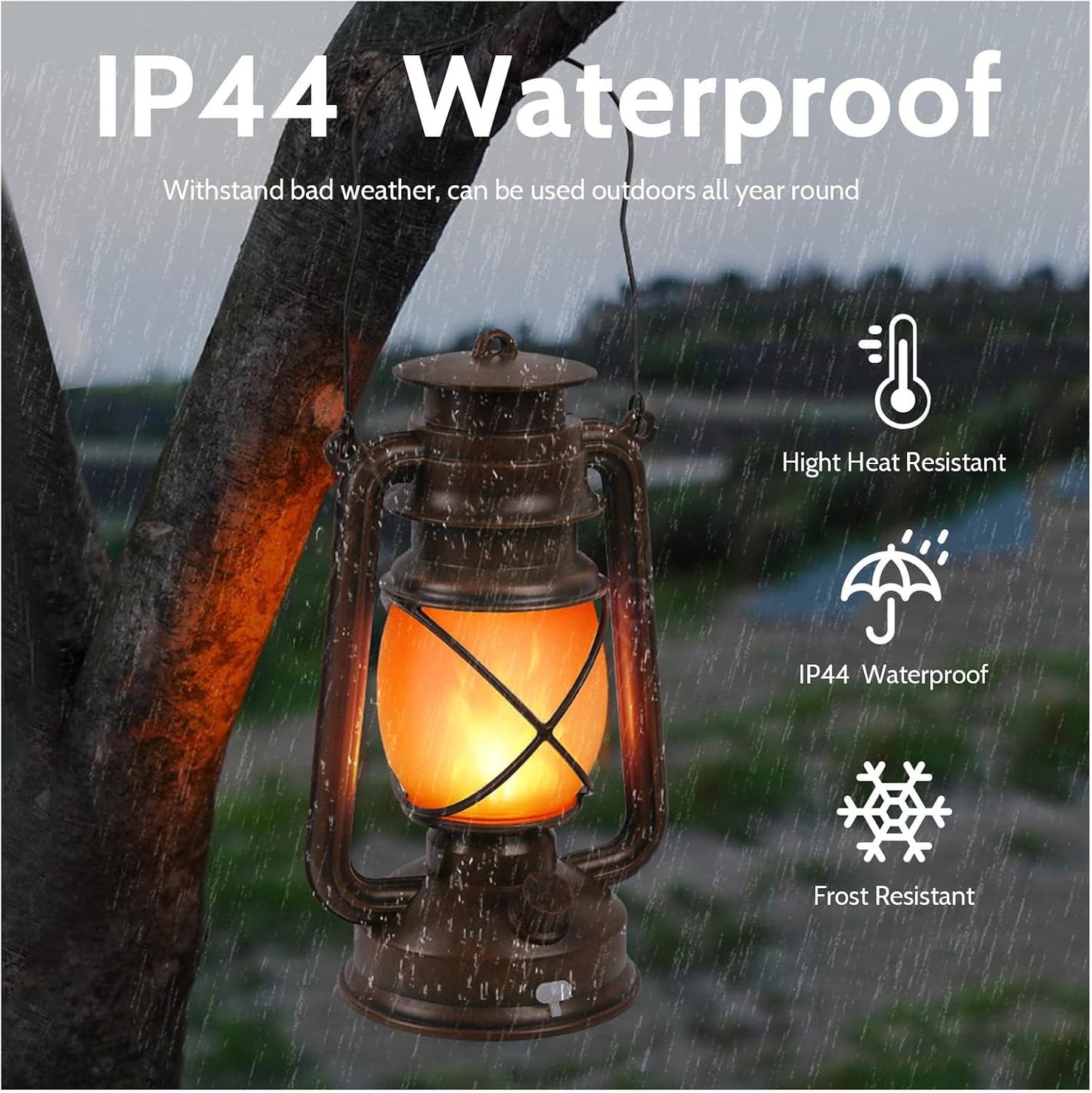 2 Pack Vintage Lantern Flickering Flame Rechargeable LED Retro Camping Lights 4 Modes Remote Control Battery Powered