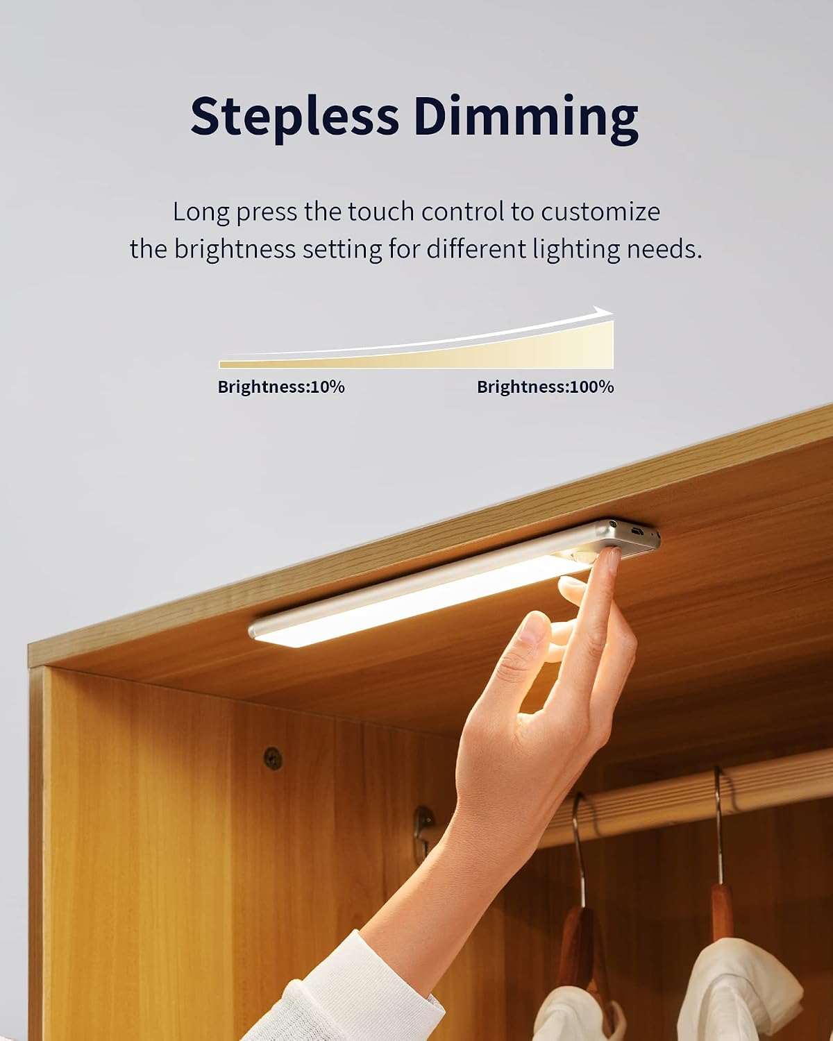 EZVALO Under Cabinet Lights, Wireless Rechargeable Motion Sensor Light Indoor, Dimmable Led Closet Light Battery