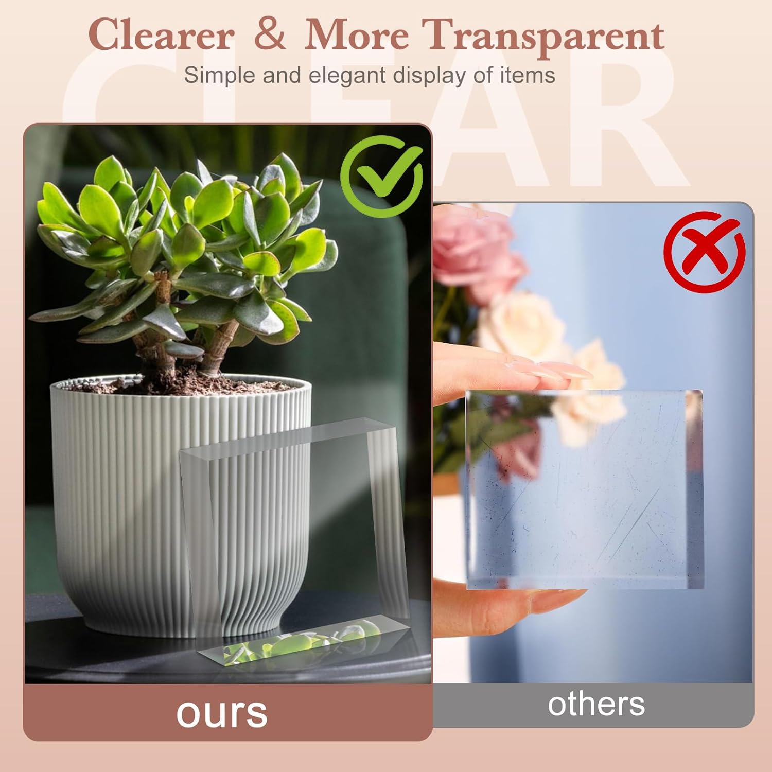 Acrylic Base Acrylic Blocks for Display Square Riser Display Stands Trophy / 1 x 1 x 1 / Set of 10