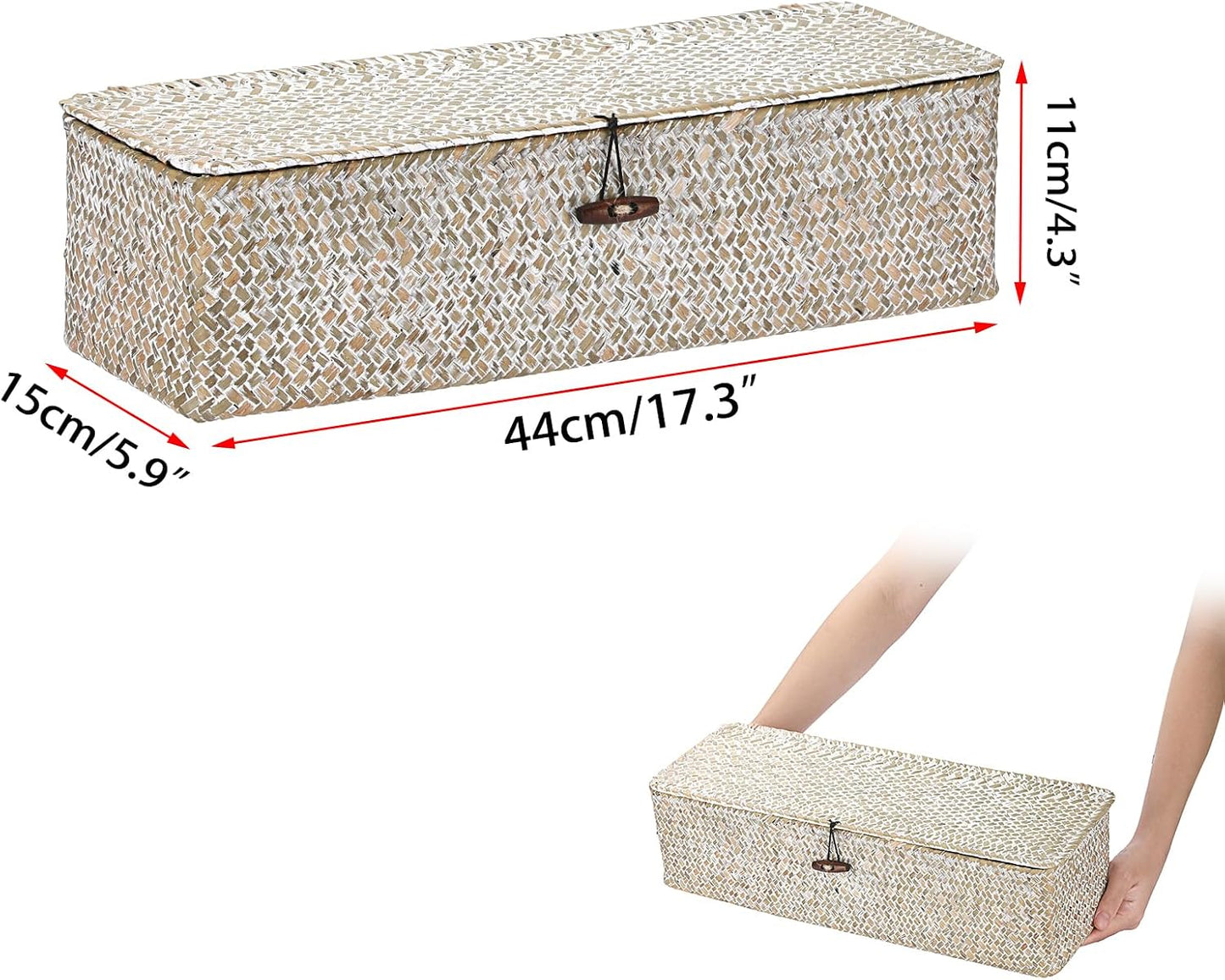 Small Woven Shelf Basket / Whitewash / Large