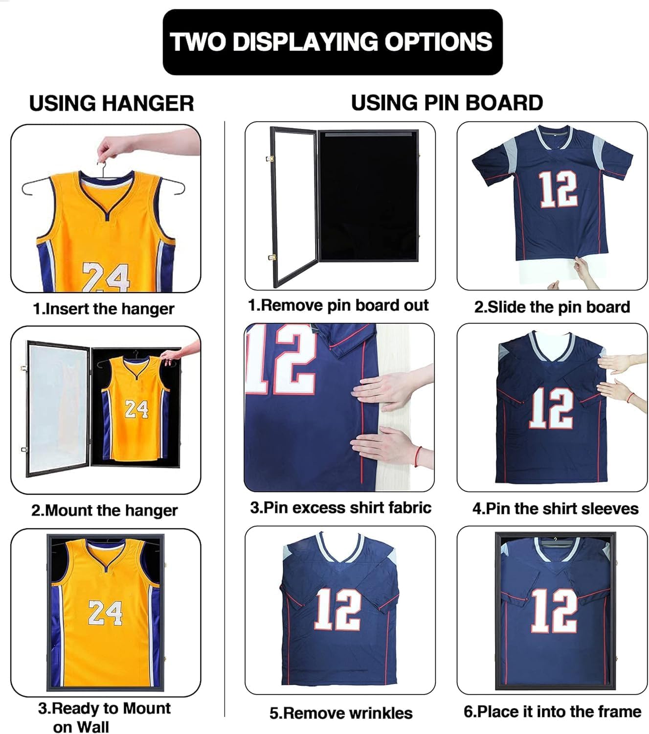 Large Lockable Jersey Frame with UV Acrylic for wall Display, 3 Pack | shatterproof acrylic,anti-theft gold