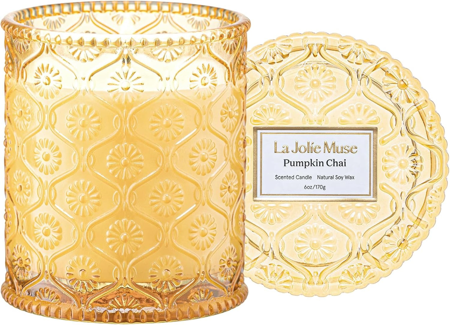 LA JOLIE MUSE Pumpkin Chai Scented Candles for Home,Natural Soy Wax 40Hrs