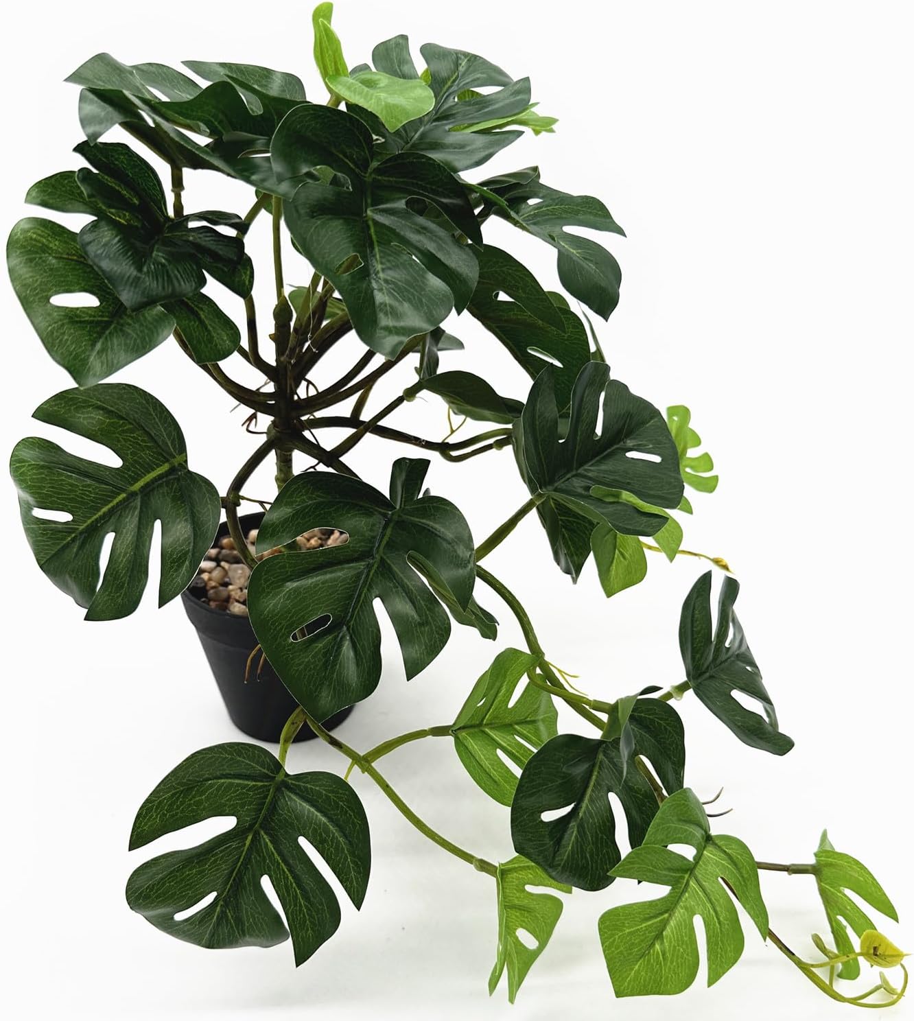Artificial Monstera Small Faux Potted Mini Hanging Vine Fake / Small Monstera Plant / Green /