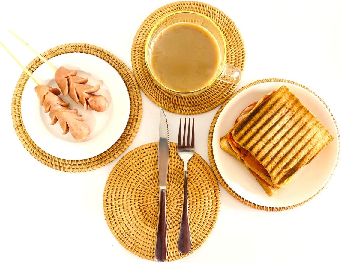 Round Rattan Trivets / Natural / 7.87 Inch / Set of 4