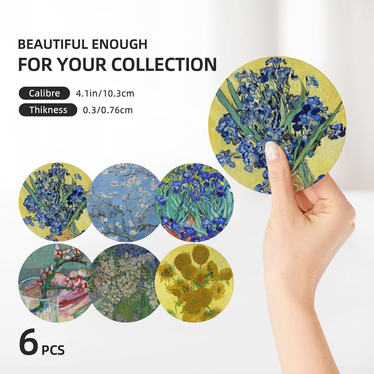 Holder / Cork Base and Golden Holder / F02 - Van Gogh / Set of 6
