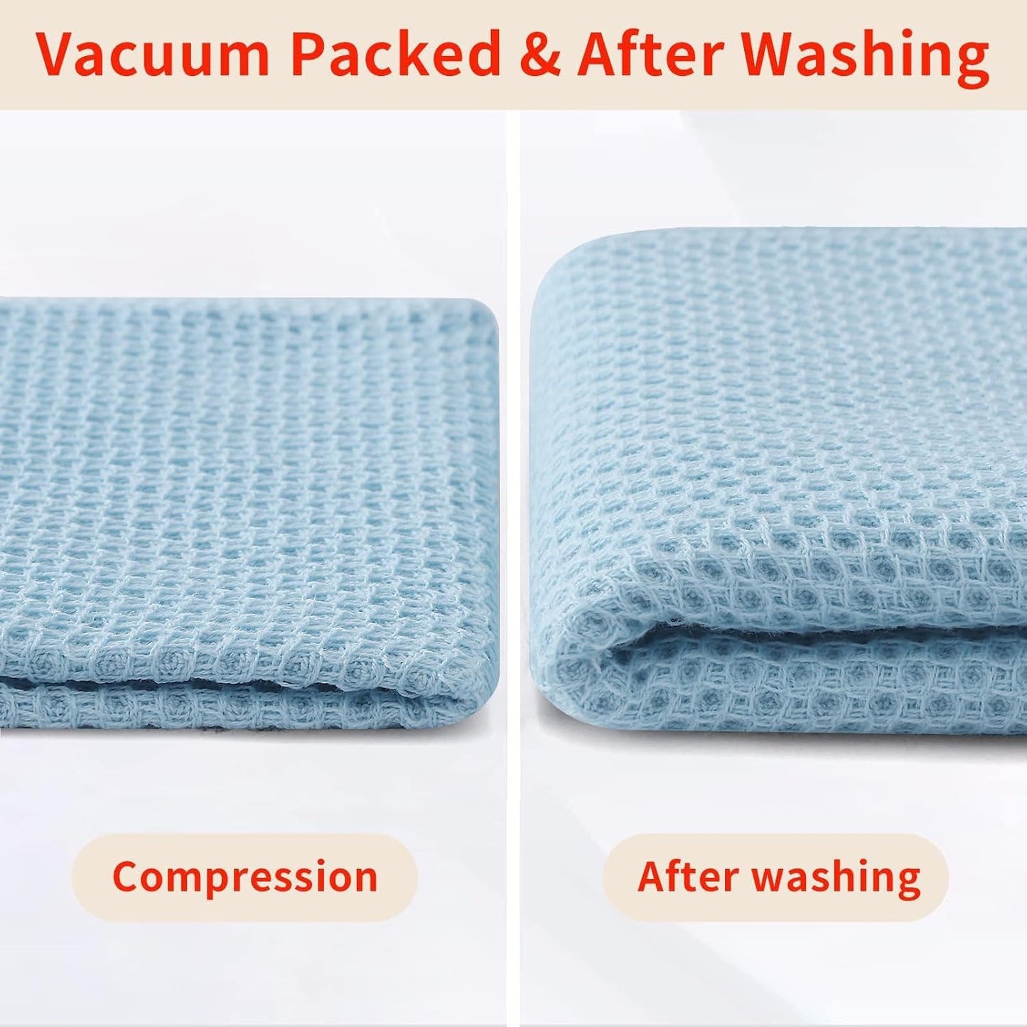 Homaxy 100% Cotton Waffle Weave Kitchen Dish Cloths 8-Pack, Sky Blue | 12 x 12 Inches, Ultra Soft Absorbent Dish