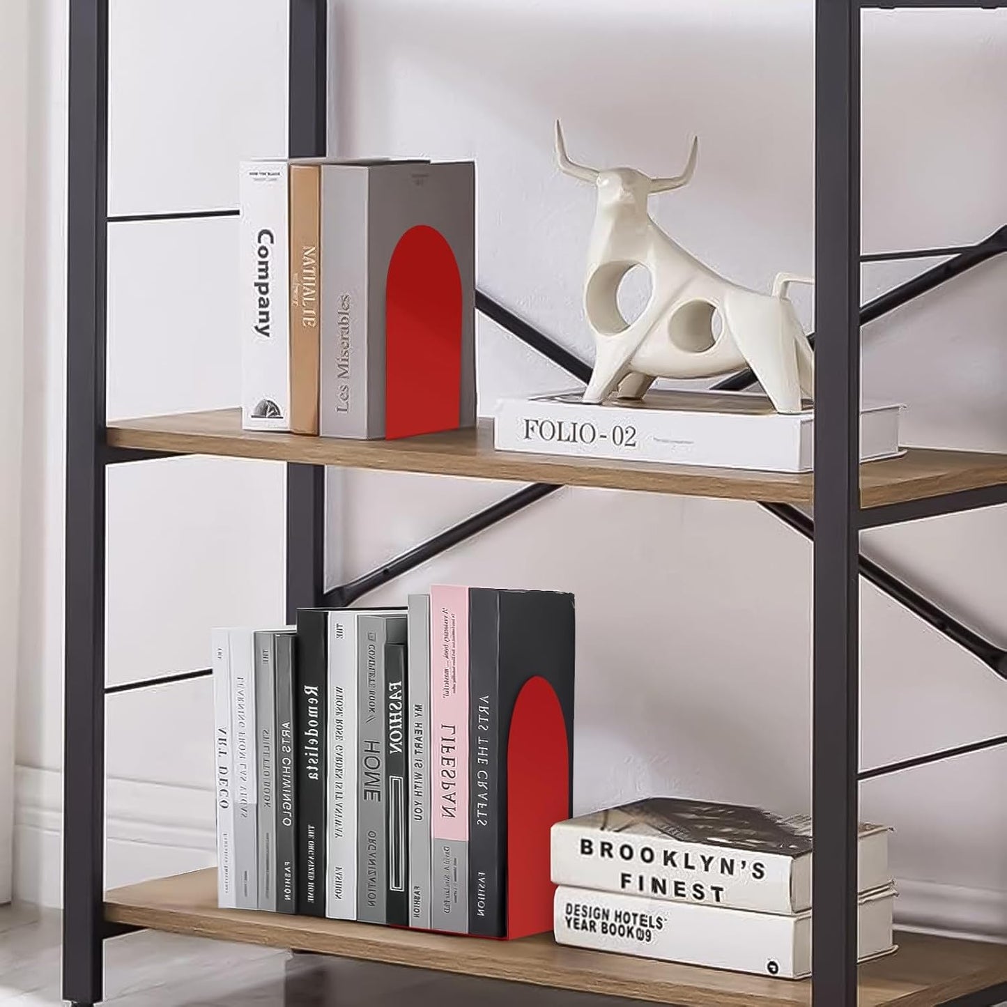 Metal Bookend / Bookends / Red / Set of 8