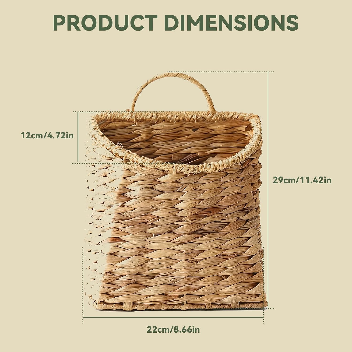 Woven Hanging Wall Baskets Water Hyacinth Hanging Wall Flower Basket Wicker Handmade Rattan Flower