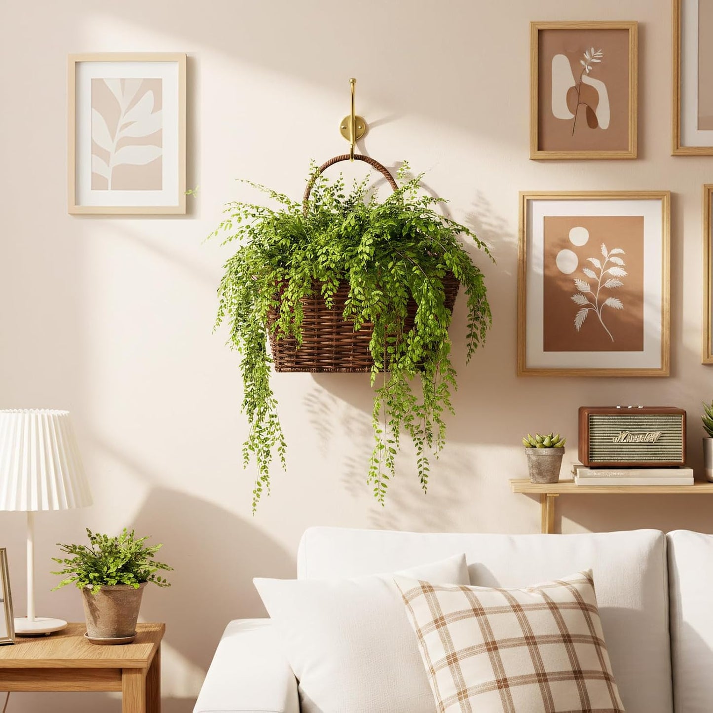 Rustic Farmhouse Wall Decor Organizer / Plastic Rattan Tube - Dark Brown / Small