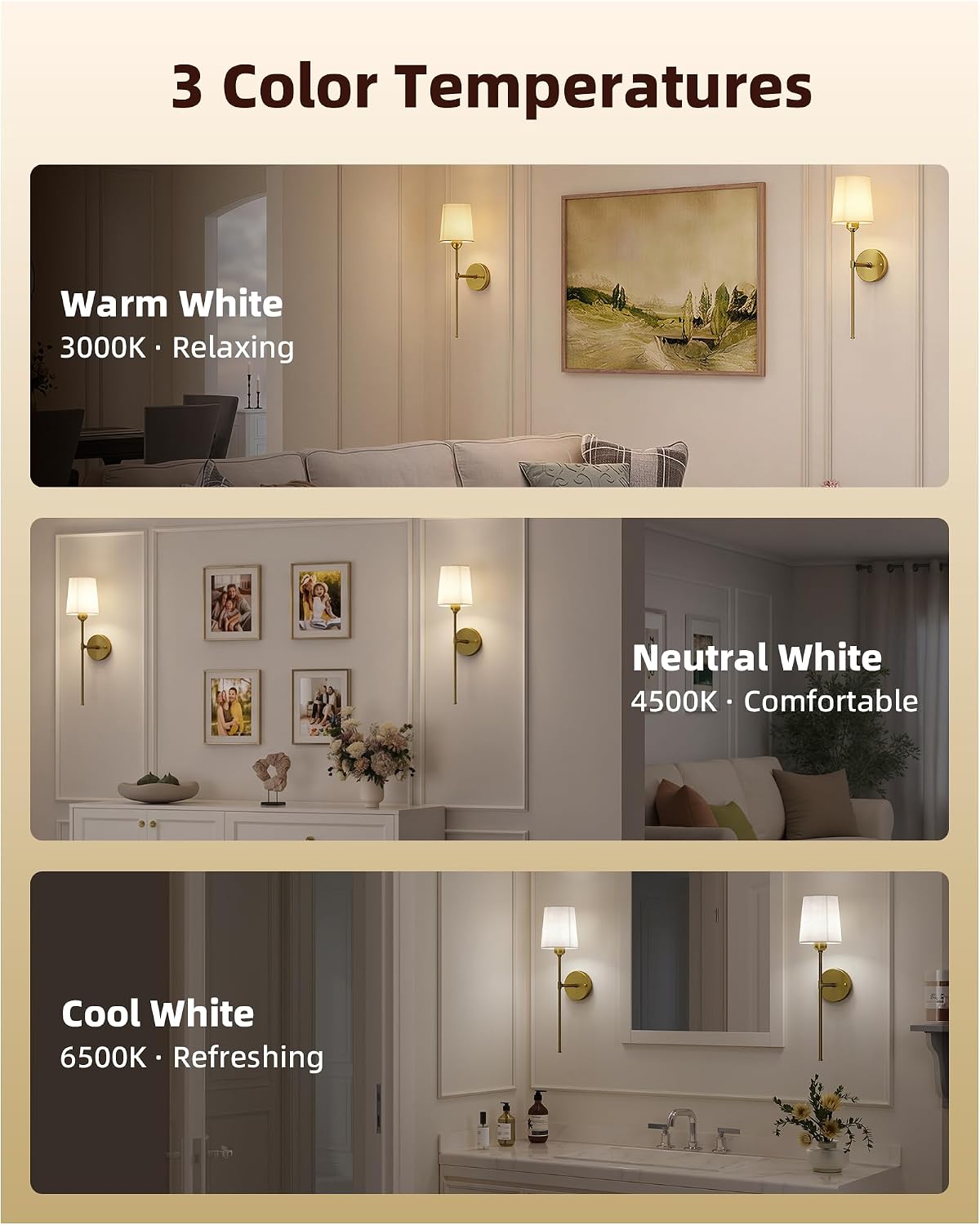 EZVALO Battery Operated Wall Sconces Set of 2, 7500mAh, RGB, Rechargeable Wall Lights with Remote, Dimmable, Magnetic