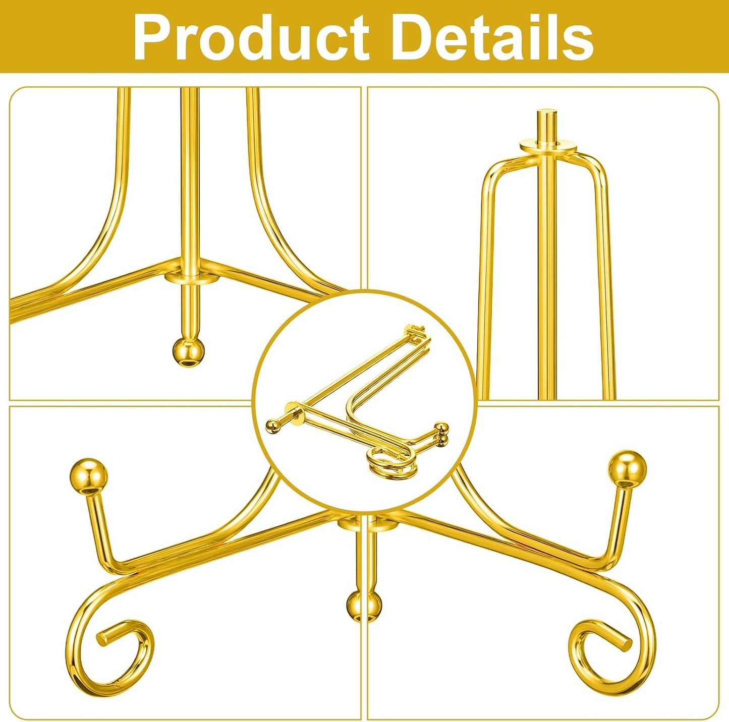 Plate Stands for Display / Gold / 4 Inch / Set of 15