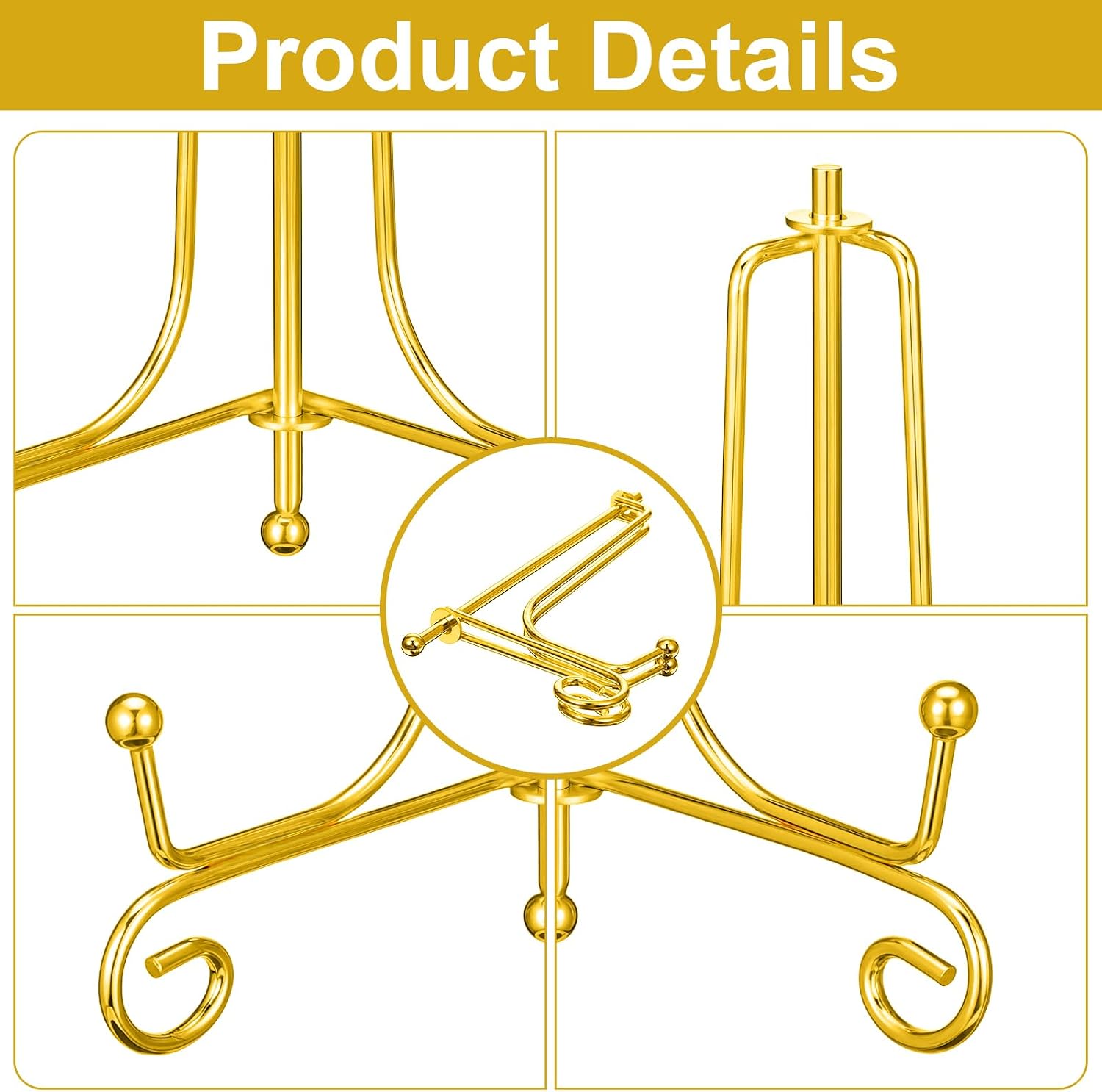 Plate Stands for Display / Gold / 4 Inch / Set of 15