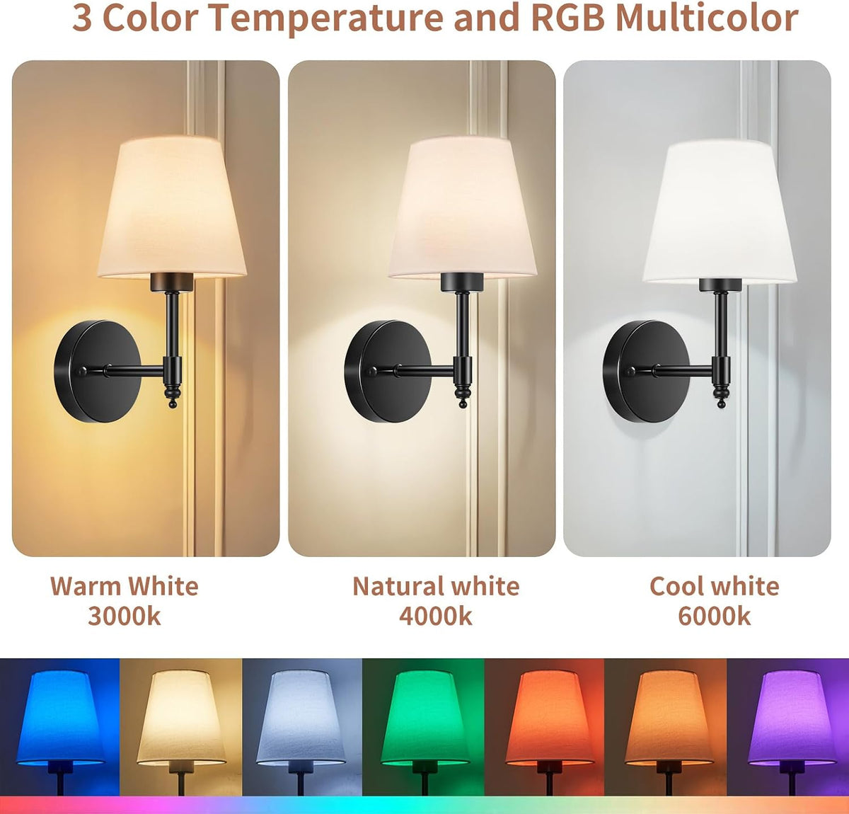Battery Operated Wall Sconce Set of 2, Rechargeable Wireless Wall Lights | with 5200mAh Dimmable Bulb with Remote,15