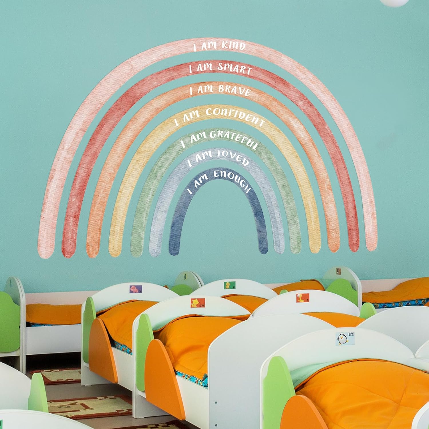Watercolor Large Rainbow Wall Decal Classroom Wall Decor / Cute / 76.77 x 47.24