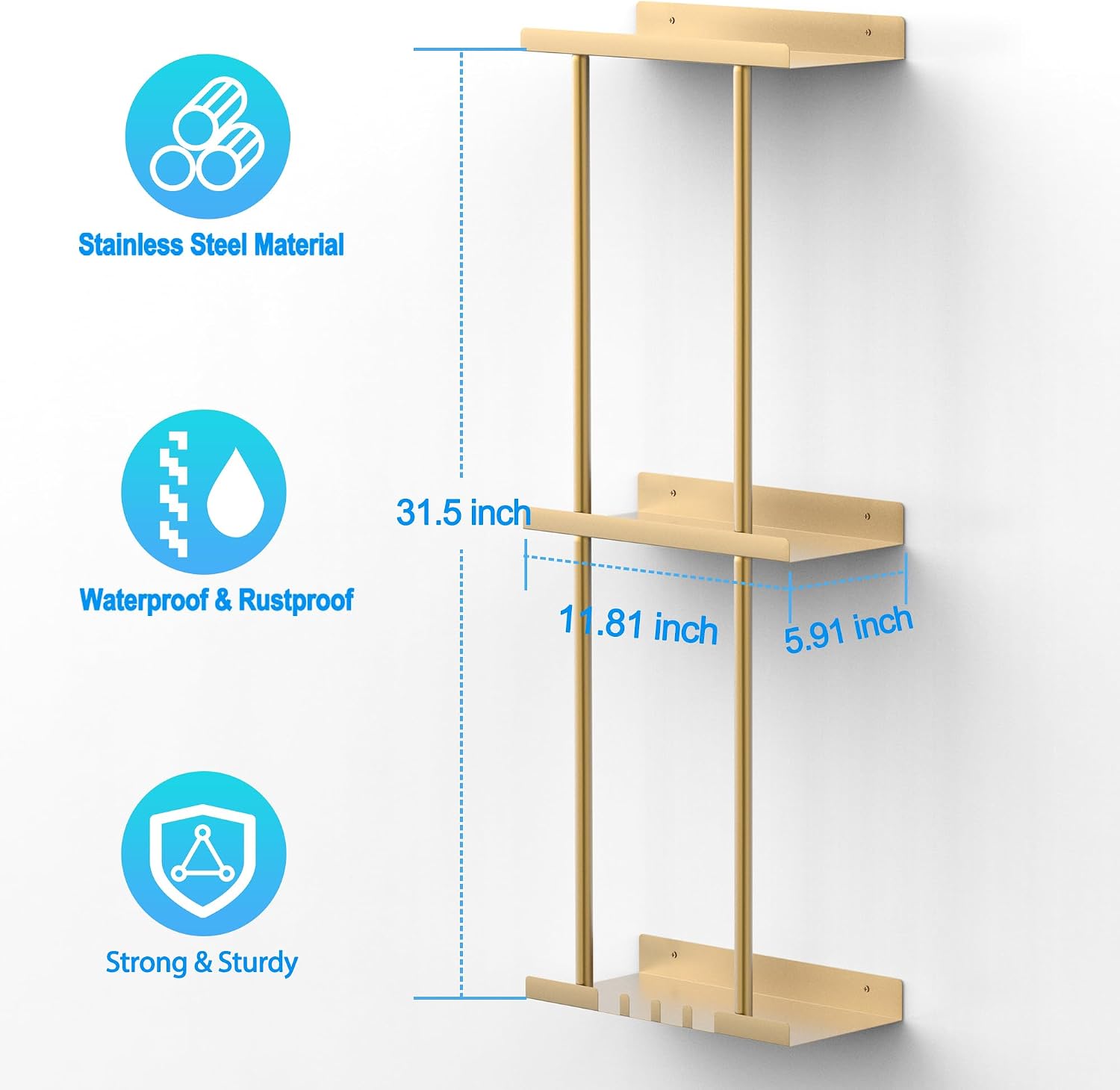 Liuoud Towel Rack for Bathroom, Wall Mounted Vertical Rolled Towel Storage Organizer Holder with Shelf, Holds Up 6