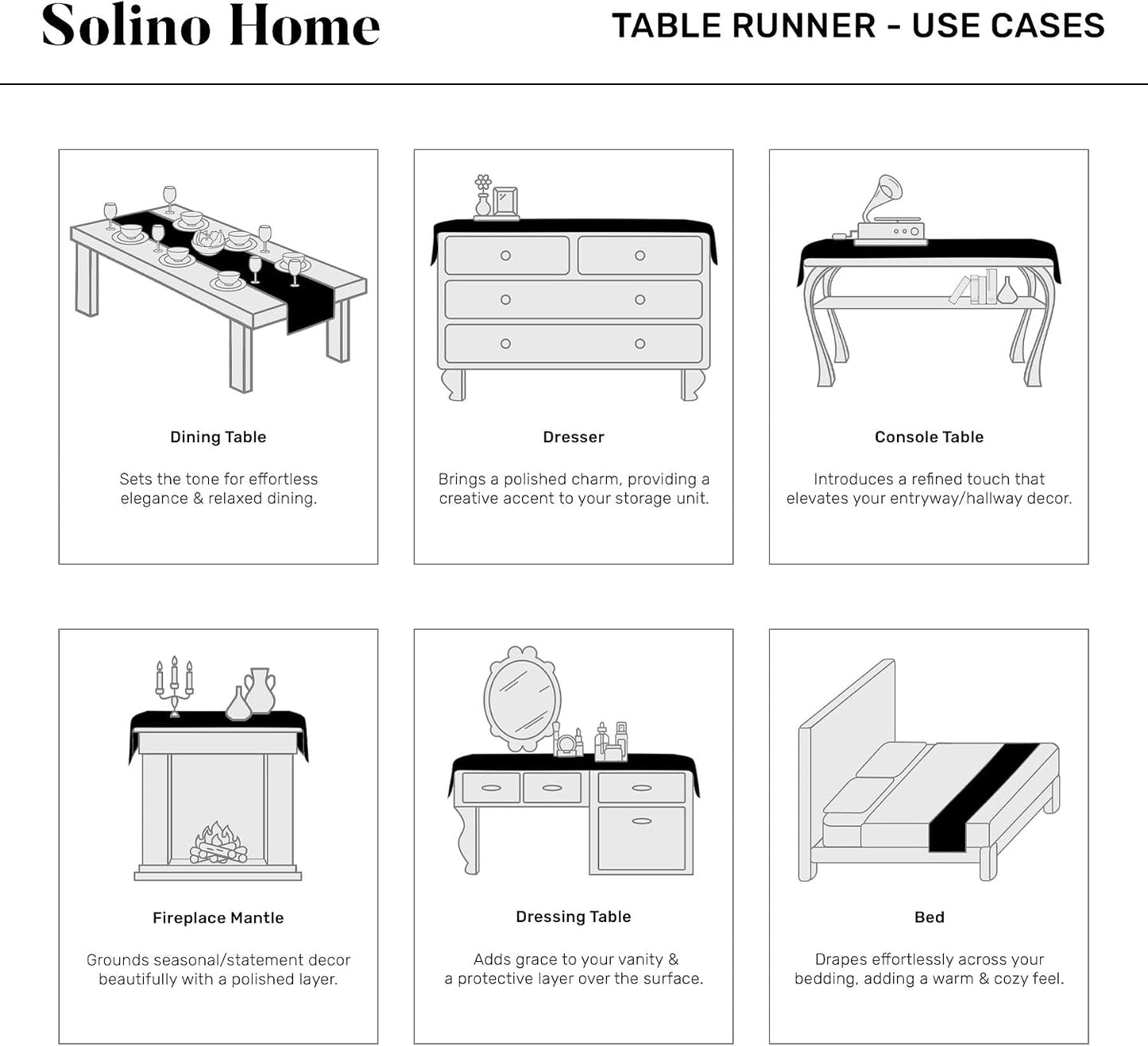 Solino Home 100% Pure Linen Table Runner Chambray Blue, Athena 14 x 108 in | Table Runners for 8-10 seater dining