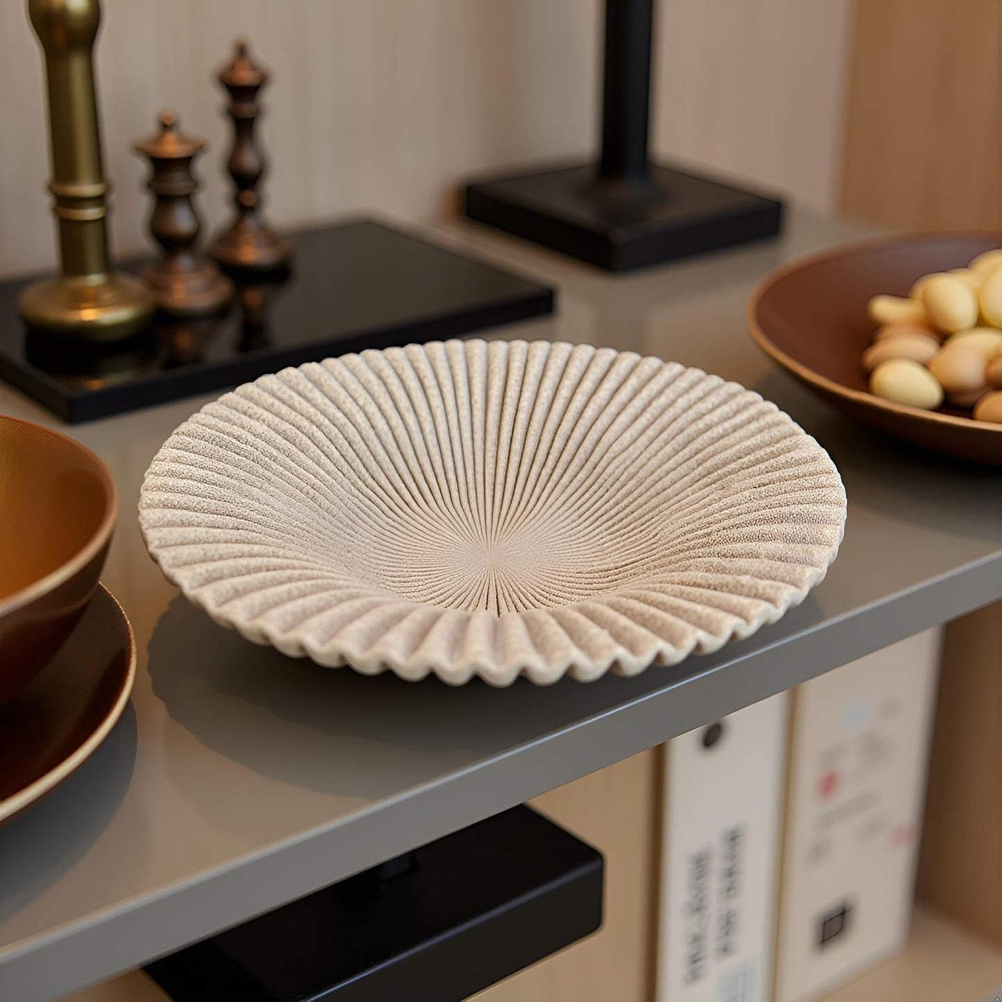 Decorative Bowl decor Tray / Beige-d / 7.87inch