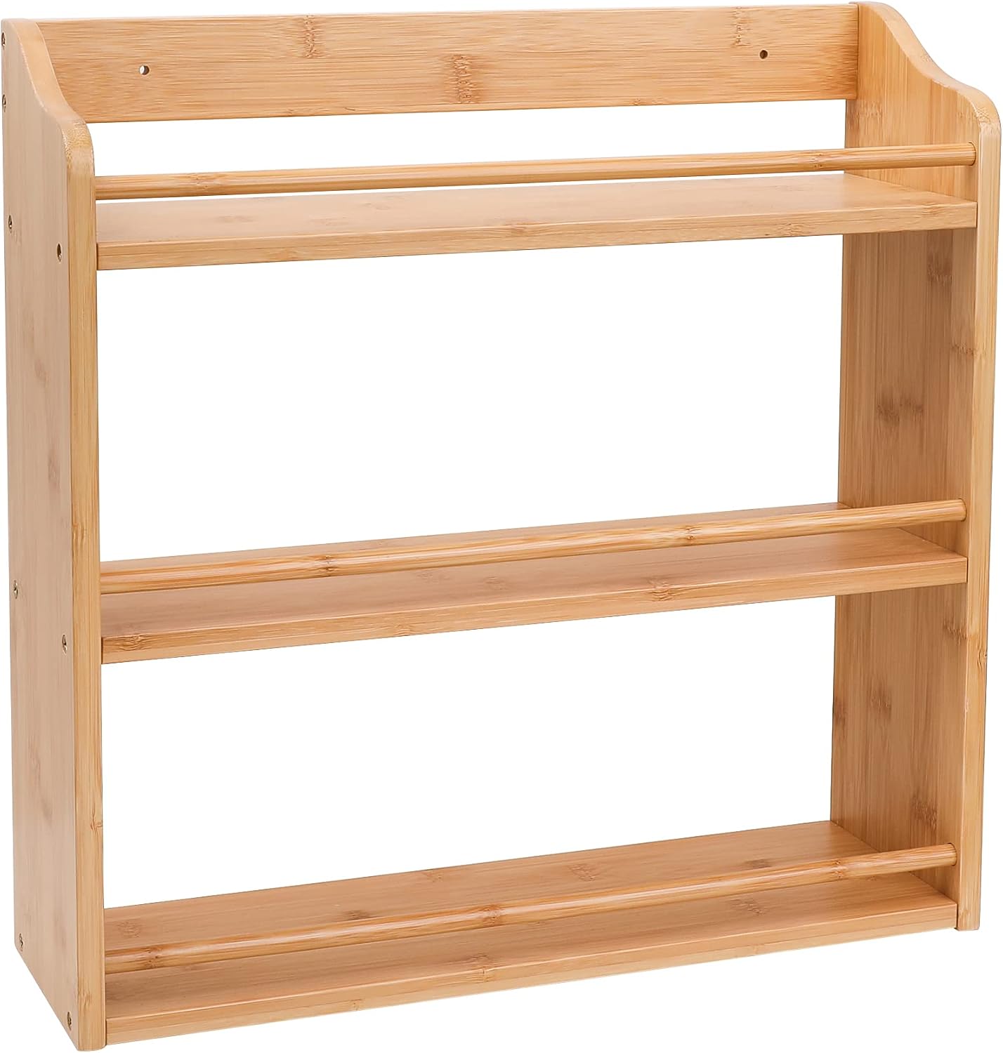 3 Tier Bamboo Spice Rack Wall Mount or Countertop,Spice Organizer | Seasoning Jars Rack Spice Shelf Organizer for