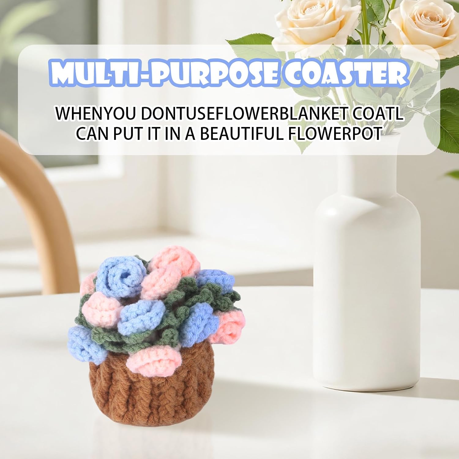 Mini Basket -Boho Floral Coasters / Blue