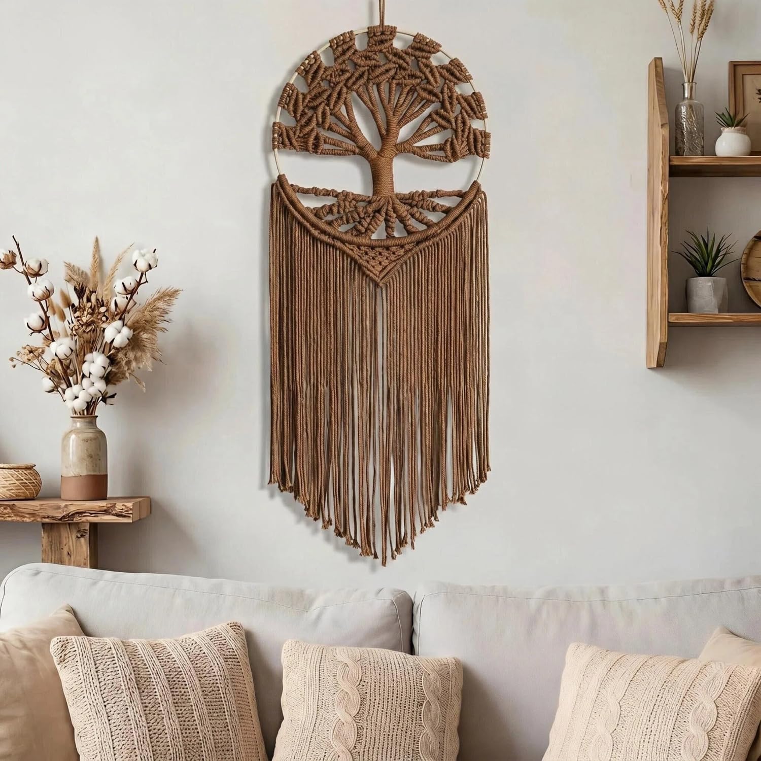 Boho Handmade Woven Tapestry / Brown