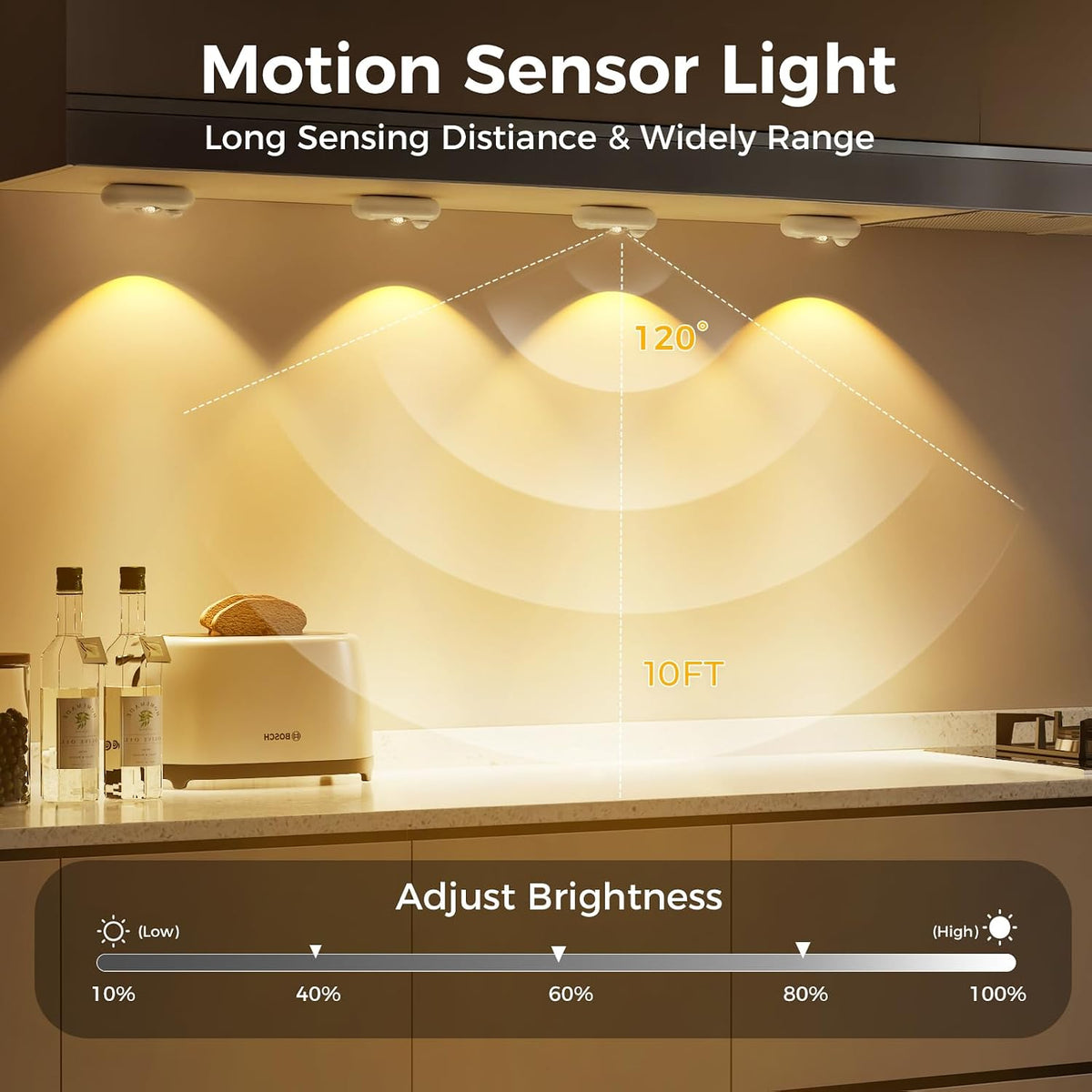 6 Pack LED Motion Sensor Puck Lights, Small Rechargeable Under Cabinet Lights, Dimmable Warm White Closet Lights