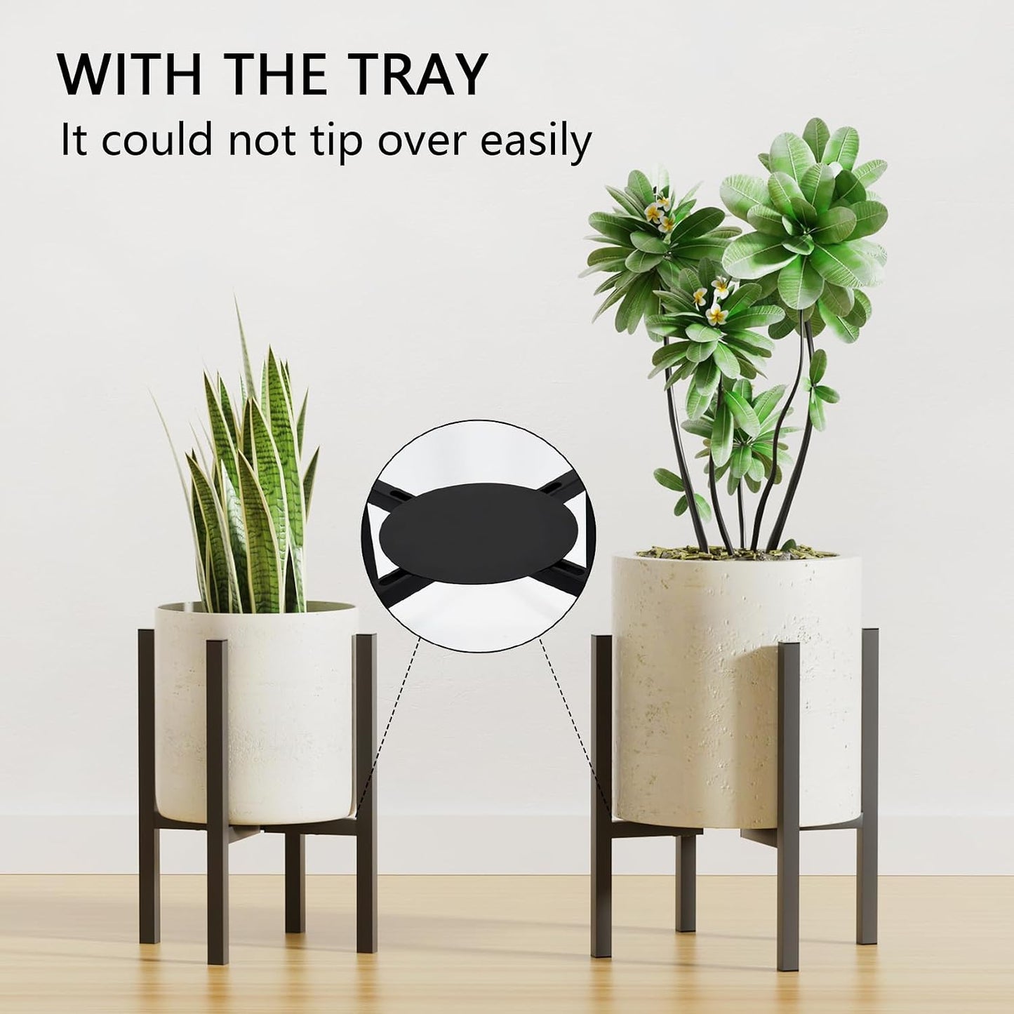 Linpla 2-Pack Adjustable Metal Plant Stand Indoor Outdoor - Fits 8 to 12 Inches Pots - Mid Century Modern Planter Stand