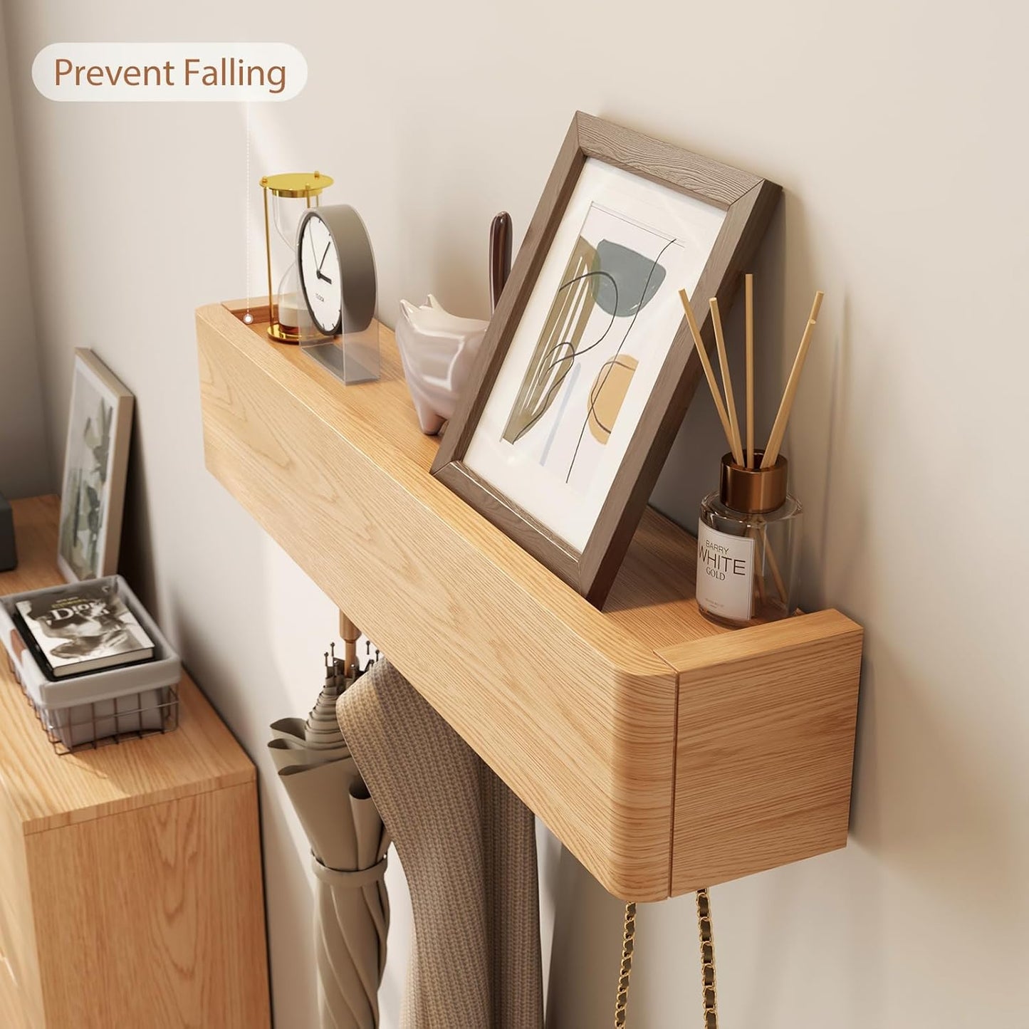 Modern Floating Shelves / Natural / 20.8 Inches