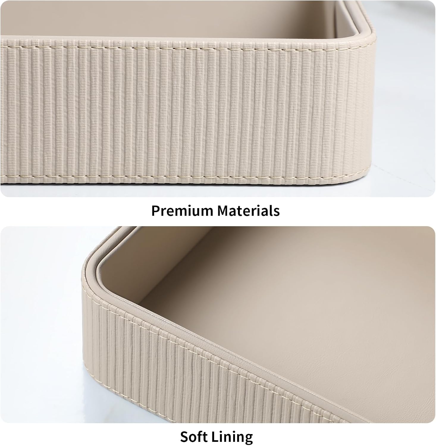 Modern Nightstand Organizer Bedside Desktop Storage for Womens and Men / Beige