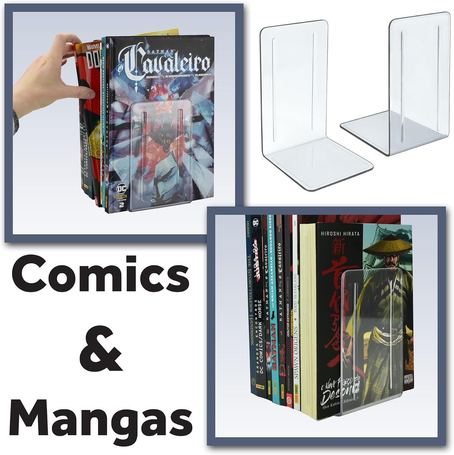 Book Holder / Bookends 1 Pair / 4.5"D x 4"W x 6.7"H / Clear Crystal