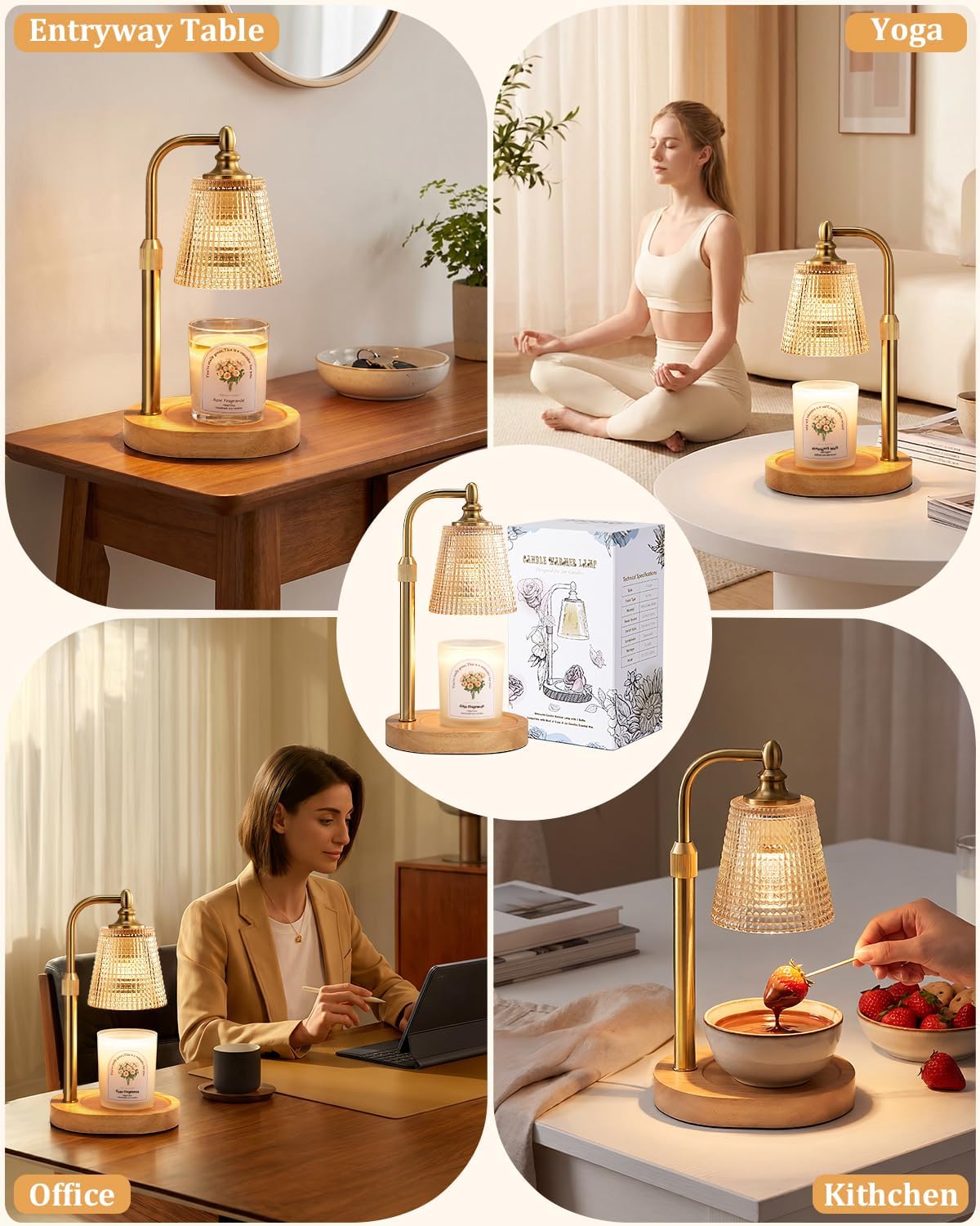 Candle Warmer Lamp with Timer,Birthday Gifts for Women Mom Home Decor | Adjustable Height Dimmable,Office Dorm Bedroom