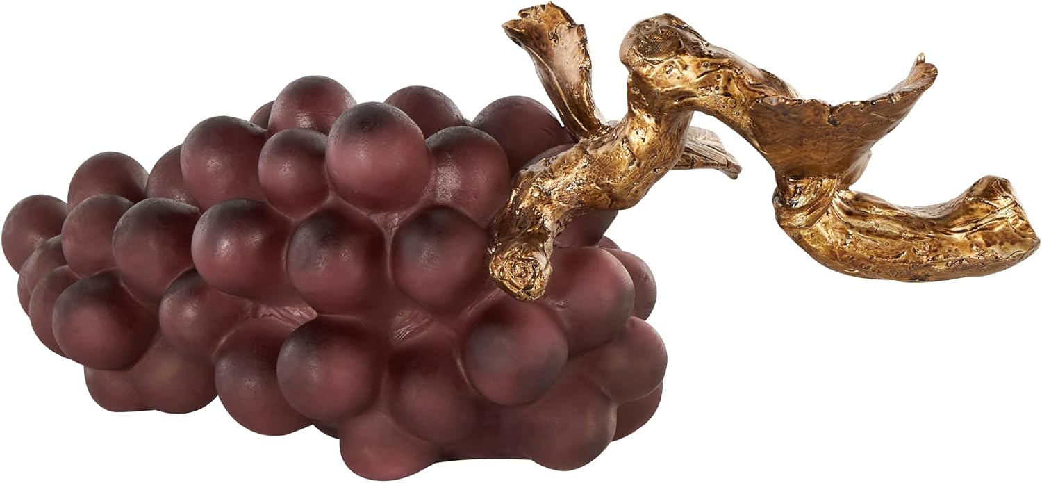Accent Figurine / Polystone Fruit Decorative Sculpture Grape Home Decor Statue / Gold / 14 x 5 x 6