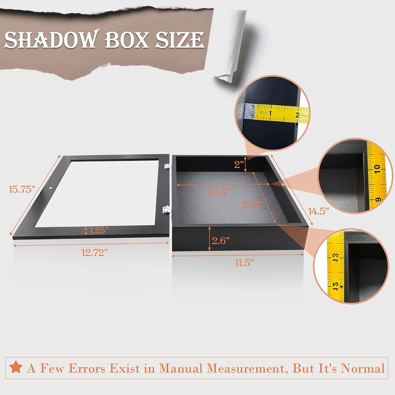 Golden State Art 4 Pack 11x14 Black Shadow Box Frame 2-inch Depth | 6 Pins Included*4, Letter Stickers, 3D Picture