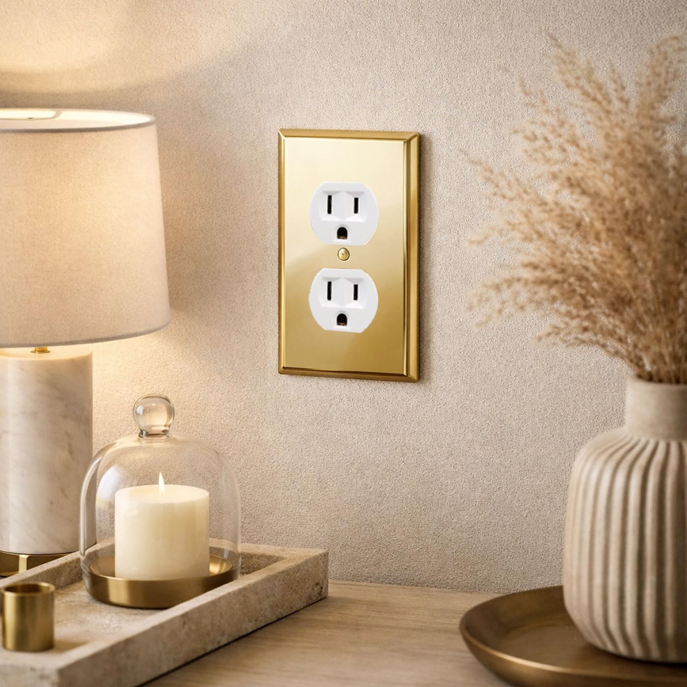 Rio Salto Duplex Outlet Covers Receptacle Wall Plates BRASS High Polished Gold Light Switch Cover Electricity Socket