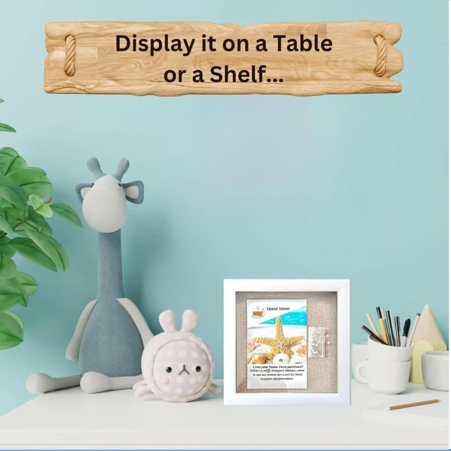 8x8 White Display Shadow Box (2-Pack) Frame w/Linen Background and 16 Stick Pins - Ready to Hang Shadowbox Picture