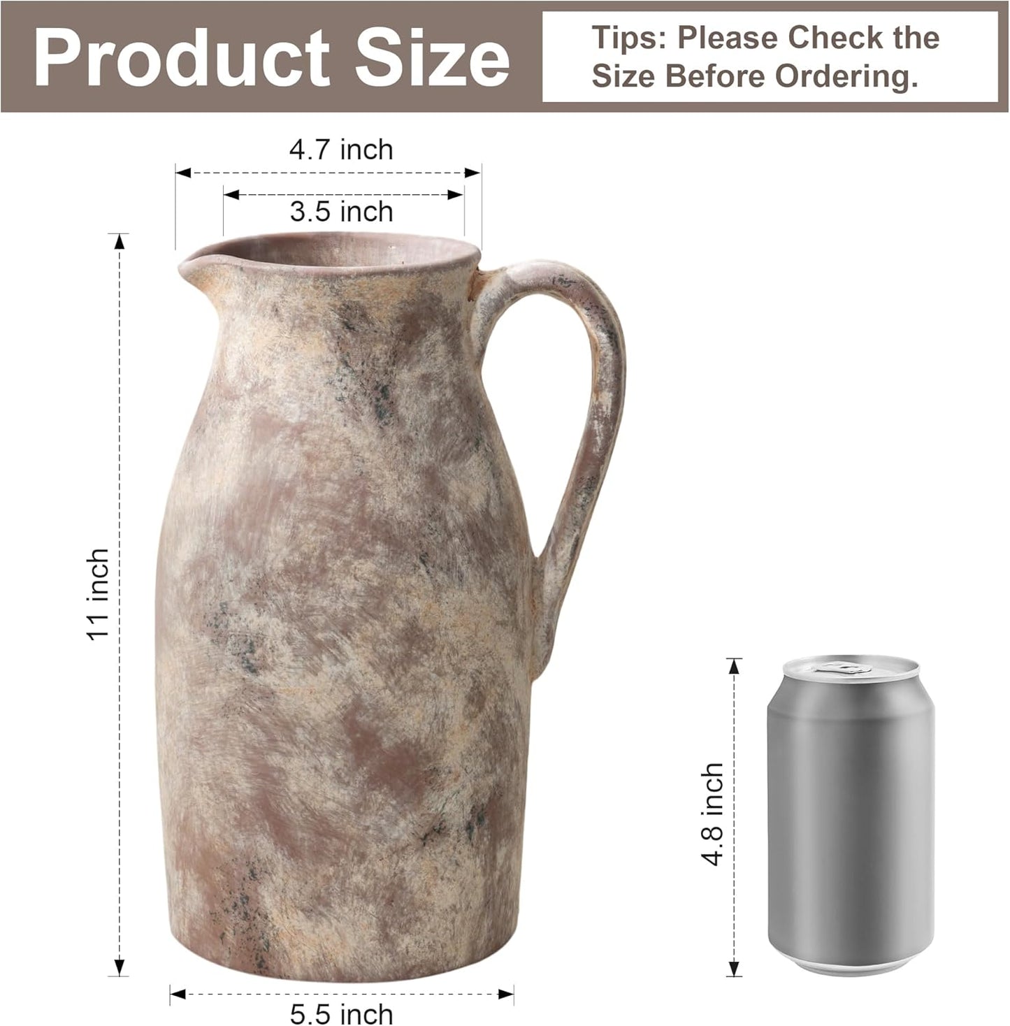 Ceramic Flower Vase / 11"h-terracotta
