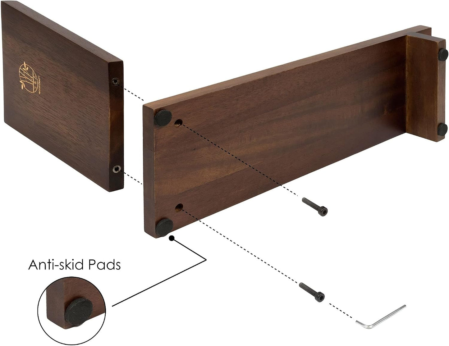 Desktop Wood Bookshelf Wooden Bookend / Brown Acacia